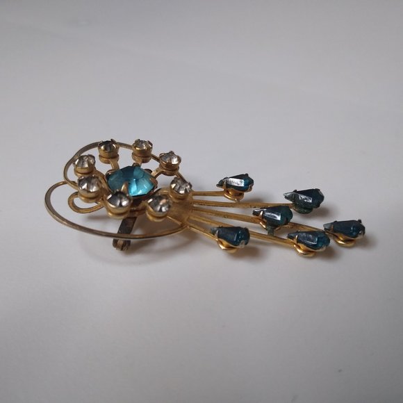 Vintage Blue And Gold Decorative Brooch Pin - Picture 2 of 13